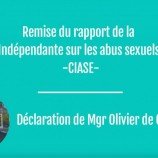 Déclaration de Monseigneur Olivier de Germay après la publication du rapport de la CIASE le 5 octobre